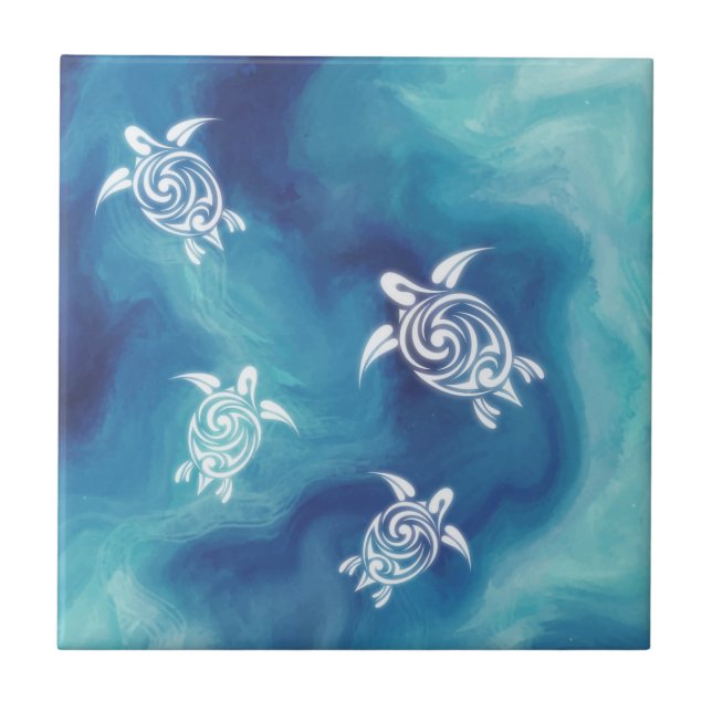 Tartarugas brancas Blue Ocean Watercolor Coaster (Frente)