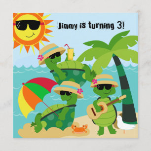 Tartarugas da praia do verão que nadam o convite