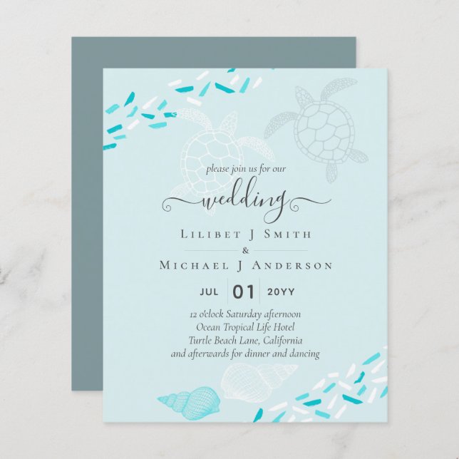 Tartarugas do mar BAIXO de Coral de Casamento (Frente/Verso)