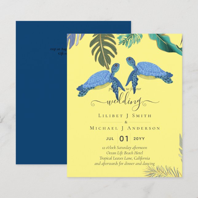 Tartarugas do Mar Casadas Amarelo Azul (Frente/Verso)