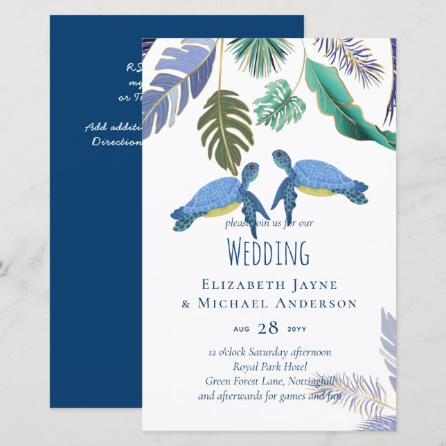 Tartarugas do Mar Casadas Amarelo Azul (Frente/Verso)