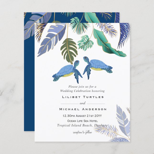 Tartarugas do Mar Casadas Amarelo Azul (Frente/Verso)