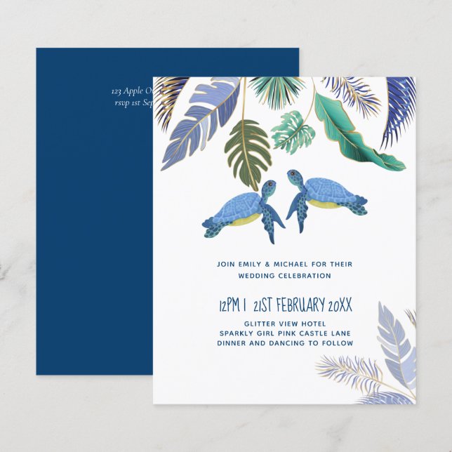 Tartarugas do Mar Casadas Amarelo Azul (Frente/Verso)