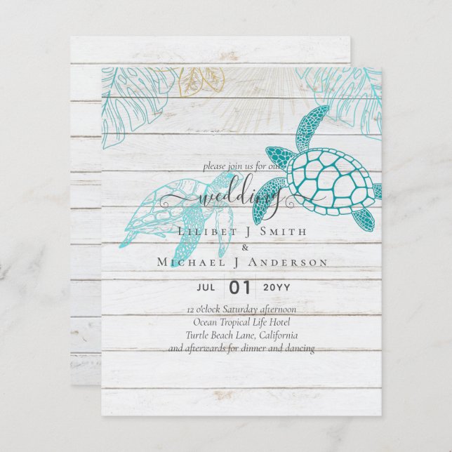 Tartarugas do Mar do ORÇAMENTO Casando Arte Modern (Frente/Verso)