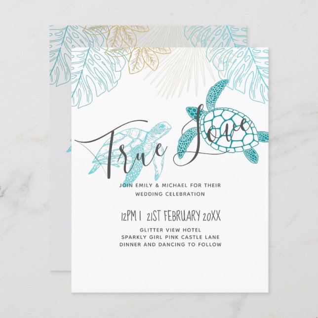 Tartarugas do Mar do ORÇAMENTO Casando Arte Modern (Frente/Verso)