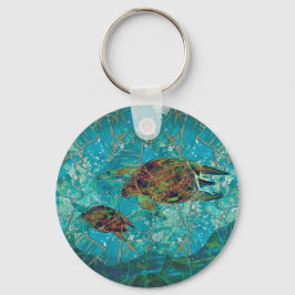 Tartarugas do mar Mosaico chaveiro