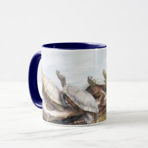 Tartarugas em um Tronco na Água Caneca de Arte de