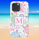 Tartarugas marinhas Aquarelas Monograma Oceano<br><div class="desc">Esta capa de telefone de monograma das tartarugas marinhas apresenta diferentes cores aquáticas,  como as tartarugas marinhas no oceano. Personalize com uma inicial. Este padrão de tartaruga pode ser encontrado em outros itens do meu compro,  PageCreativeDesigns.</div>