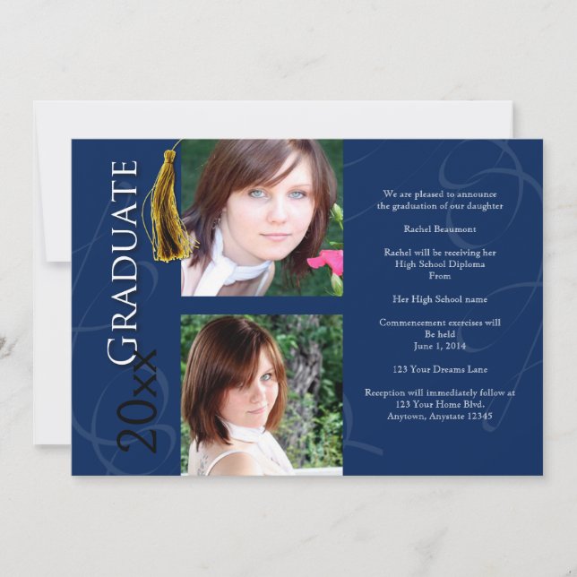 Tassel de graduação em anúncio azul (Frente)