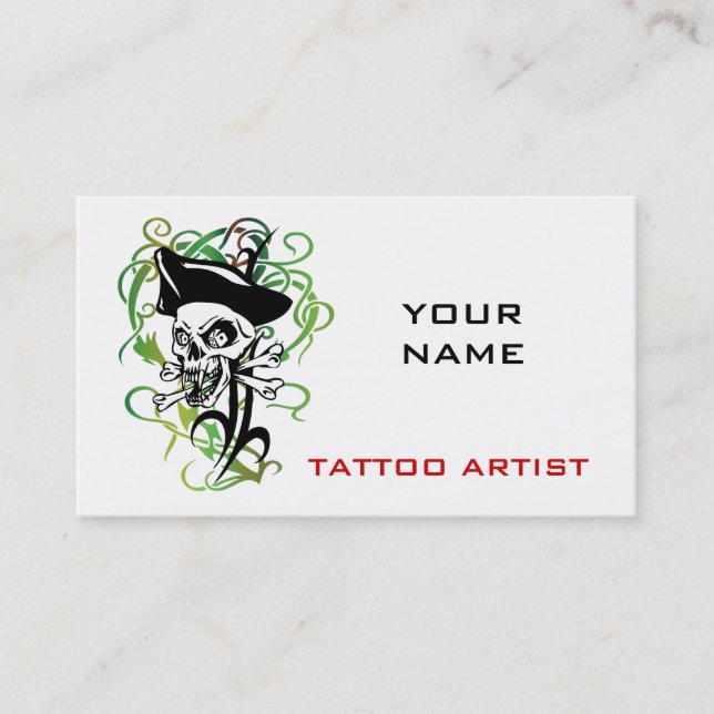 Tattoo Artist Cartões de visitas Skull Pirate (Frente)