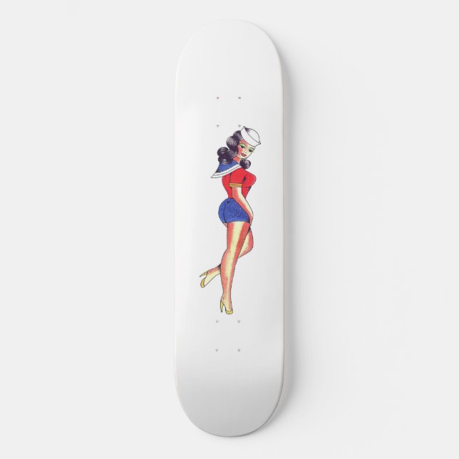 Tattoo Sailor Girl Skateboard (Frente)