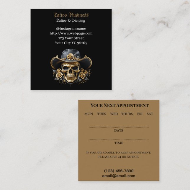 Tatuador salão Cartão de visita (Frente/Verso)