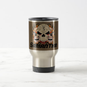 Tatuagem Caveira 15 oz. Caneca de viagem de aço in