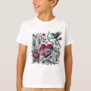 Tatuagem Clássica Amor: Design de Camisa T Cupida