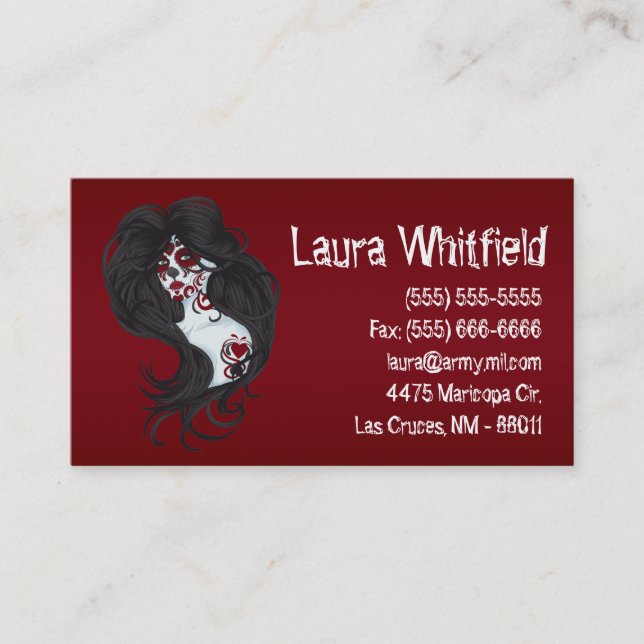 Tatuagem Dia da Cartão de visita do Crânio do Açúc (Frente)