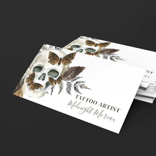 Tatuagem do crânio Artista QR Cartão de visita (Criador carregado)