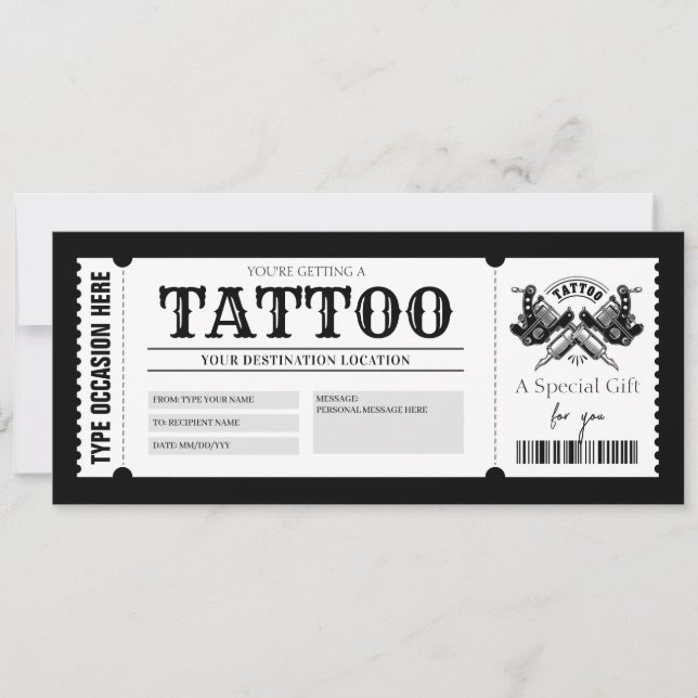 Tatuagem EDITÁVEL Obter Voucher de Cartão Presente (Frente)