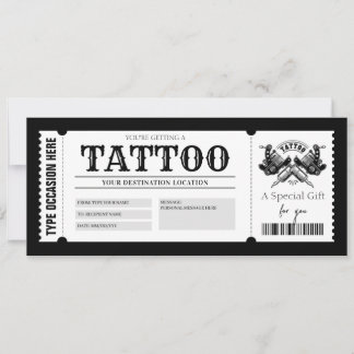 Tatuagem EDITÁVEL Vale-Presente Cartão de Presente