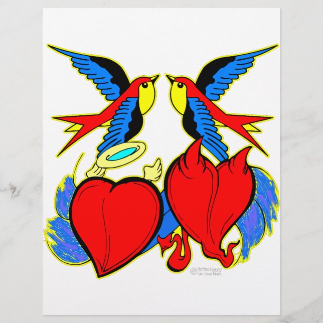 Tatuagem em andorinhas e corações (Frente)