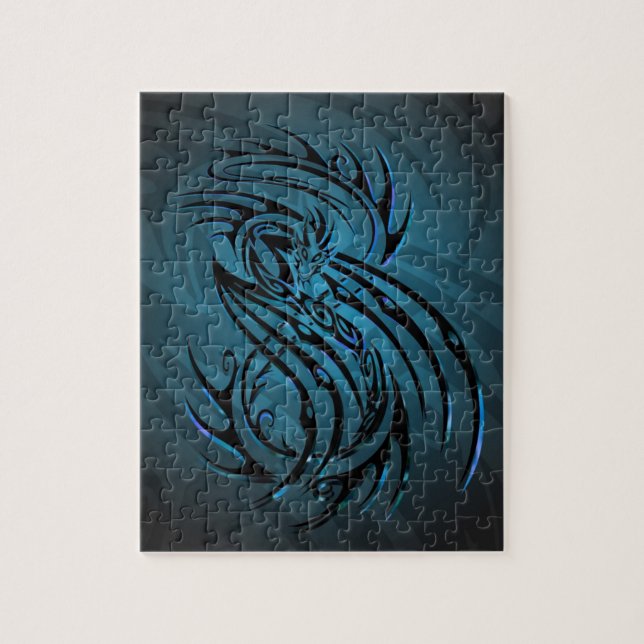 tatuagem legal do quebra-cabeça tribal do dragão (Vertical)