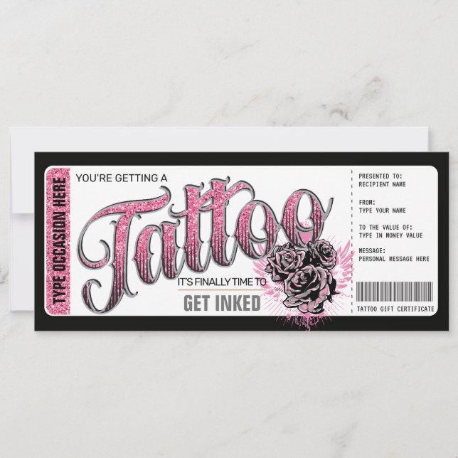 Tatuagem Obter Voucher Rosa De Cartão Presente Inc (Frente)