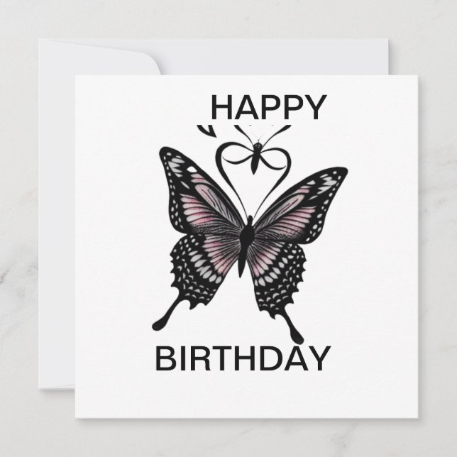 Tatuagem tradicional de borboleta, feliz aniversár (Frente)