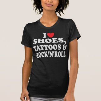 Tatuagens dos calçados & camisa do Rocha-N-Rolo T