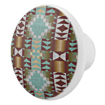 Taupe Brown Turquoise Aqua Blue Padrão Tribal