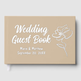 Taupe Floral Clássico Quente Guestbook