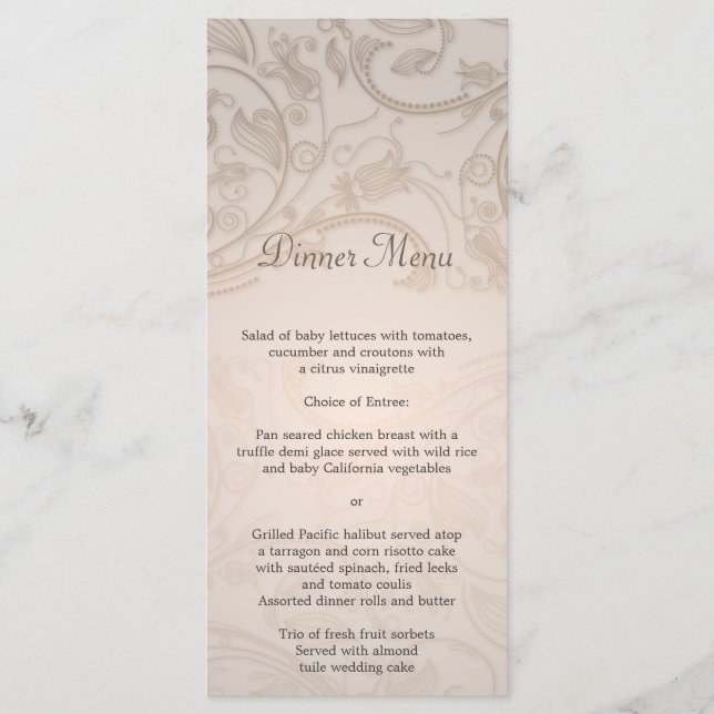 Taupe Flourish Weding Menu (Frente)