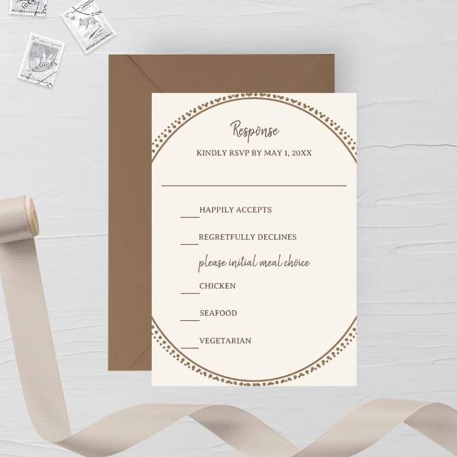 Taupe & Ivory Wedding RSVP Card (Criador carregado)