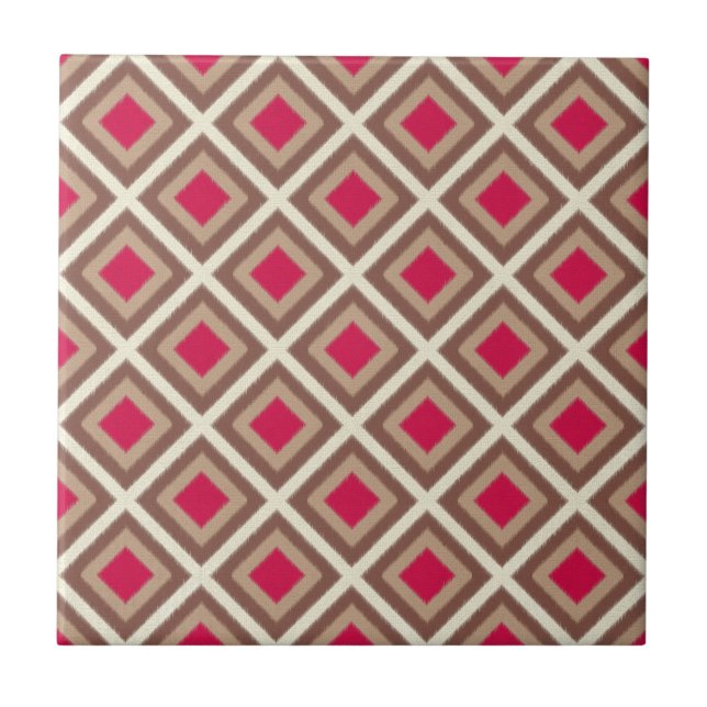 Taupe, Leve Taupe, Diamantes de Ikat Rosa Quente S (Frente)