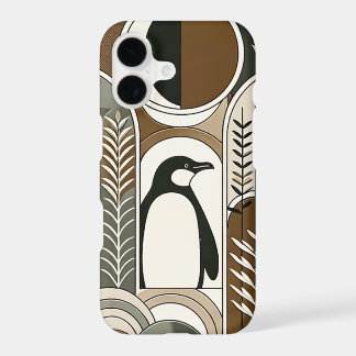 Taupe Mocha Abstrato Grain Arcs Pattern Penguin
