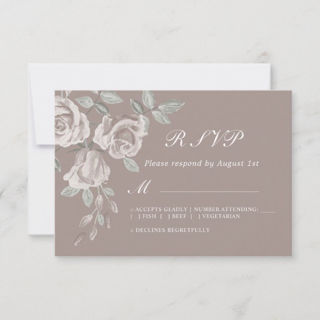 Taupe Rosa Watercolor Wedding RSVP (Frente)