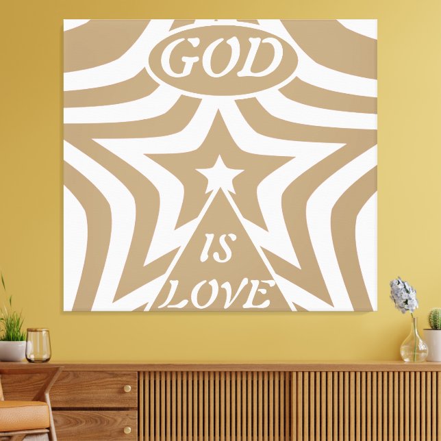 Taupe Star Canvas Print: Neutral "God Is Love"  (Insitu(Sala de estar))