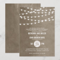 Taupe String Luzes Convite De Casamento
