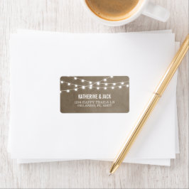Taupe String Luzes Endereço de Casamento Etiquetas