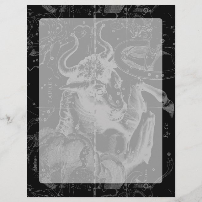 Taurus Constulation Map Hevelius 1690 em preto (Frente)