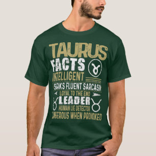 TAURUS Fatos Símbolo Zodiac Camisa Aniversário P
