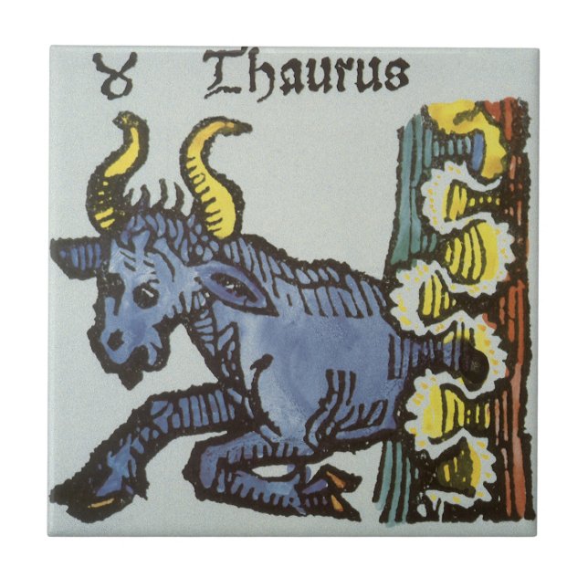 Taurus o Touro, Sinais de Vintage do Zodíaco (Frente)