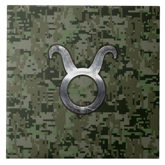 Taurus Zodiac Símbolo da Camuflagem Digital Verde (Frente)