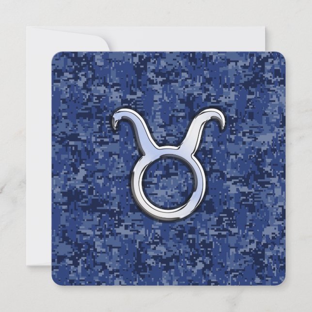 Taurus Zodiac - Sinal no Marinho Blue Digital Camo (Frente)