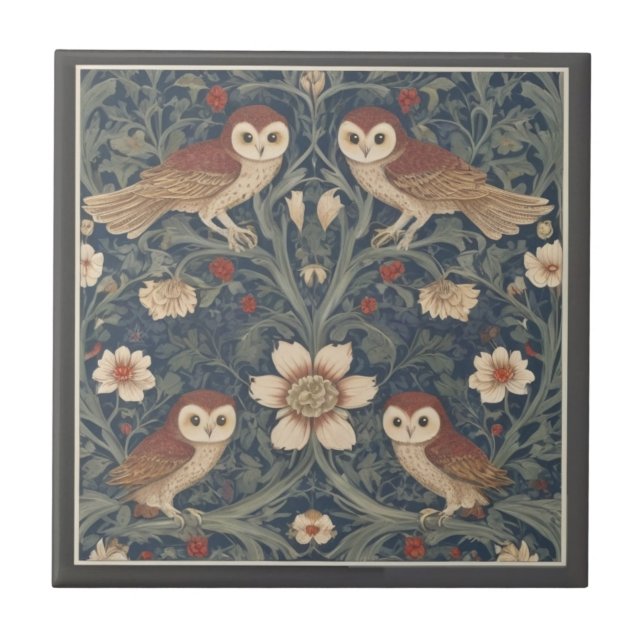 Tawny Owl Pattern William Morris style Owls (Frente)