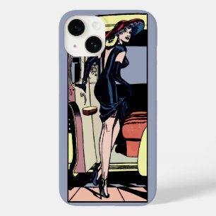 Táxi Antigo Garota Glamourosa Retro Pinup