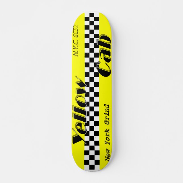 Táxi! Skate amarelo do design do verificador do (Frente)