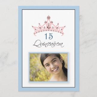 {TBA} Convite Jeweled rosa de Quinceañera da tiara