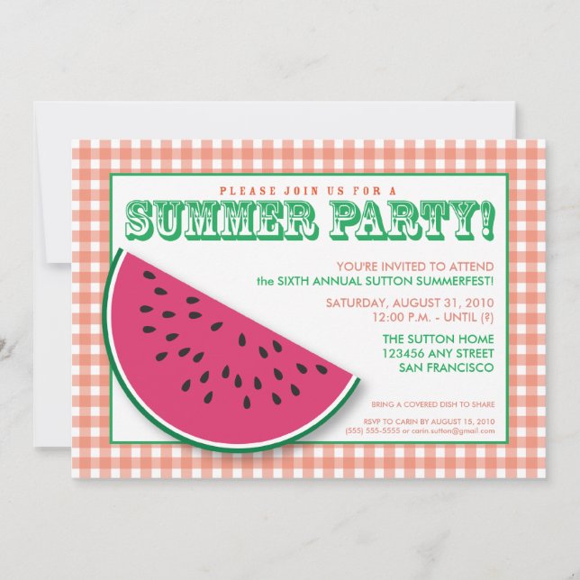 {TBA} Convite para Cookout/CHURRASCO de Watermelon (Frente)