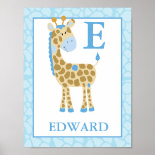 {TBA} JUNGLE GIRAFFE BLUE BOY NAME IMPRESSÃO
