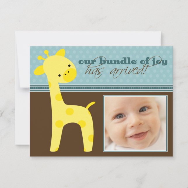 {TBA} Pacote de Joy Giraffe Birth Anúncio (Frente)