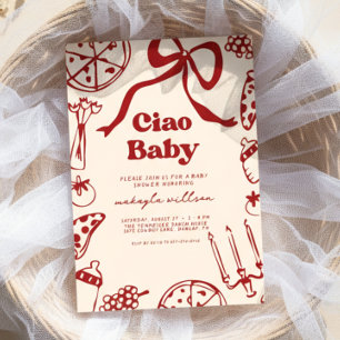 Tchau Bebê Convite de Churrasco de Pizza Italiano 